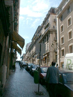 The rather grubby, shop-less streets of Lisbon